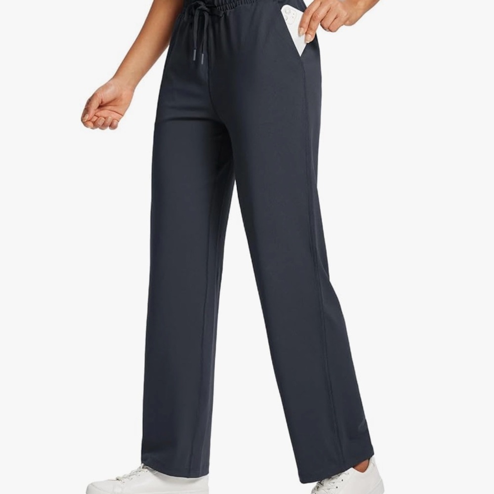 Baleaf Black Straight Leg Pants with Drawstring Waistband inseam 28